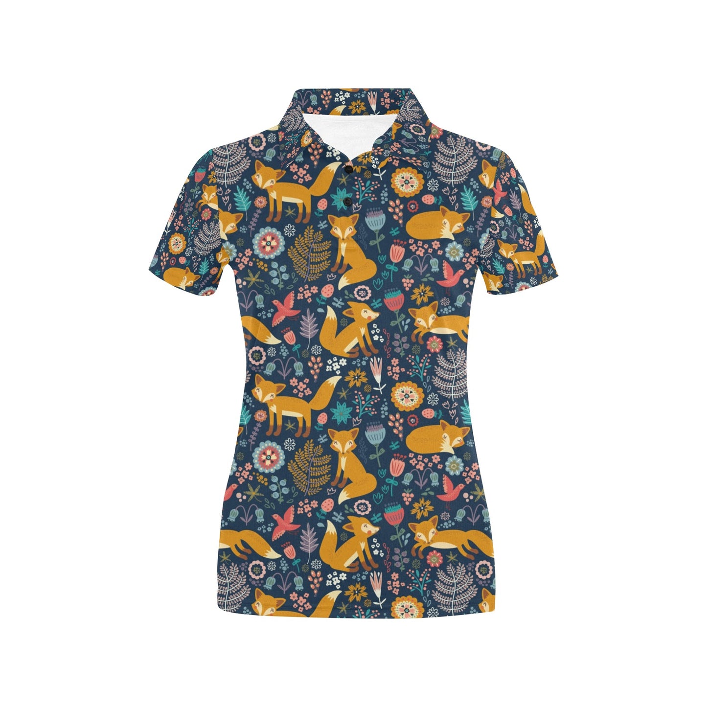 Fox Cute Jungle Print Pattern Women's Polo Shirt