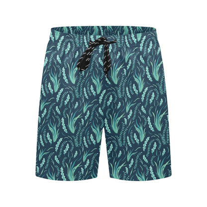 Seaweed Print Design LKS302 Men's Swim Trunks Beach Shorts