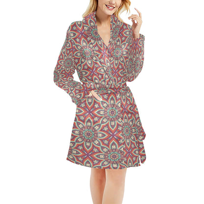 Bohemian Pattern Print Design 03 Women's Fleece Robe