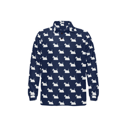 Scottish Terriers Print Design LKS303 Long Sleeve Polo Shirt For Men's