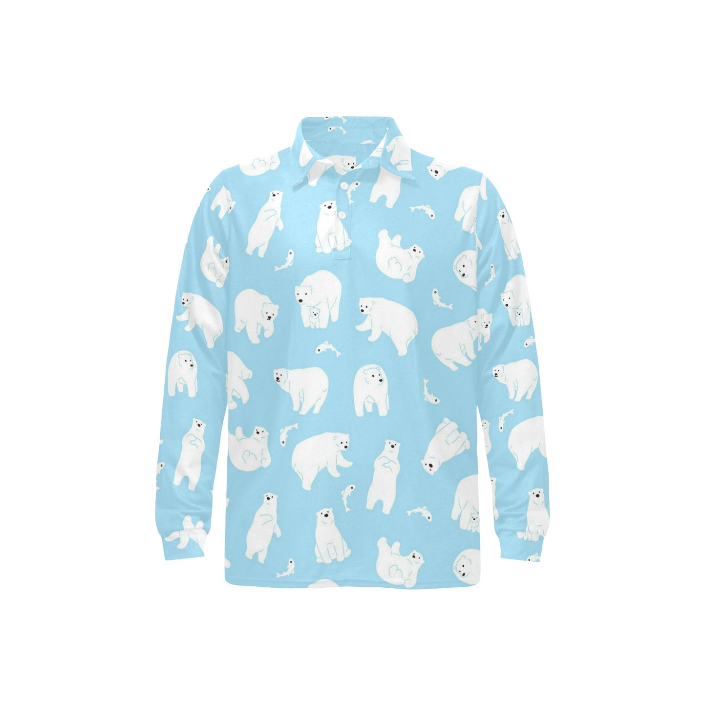 Polar Bear Pattern Print Design PB01 Long Sleeve Polo Shirt For Men's