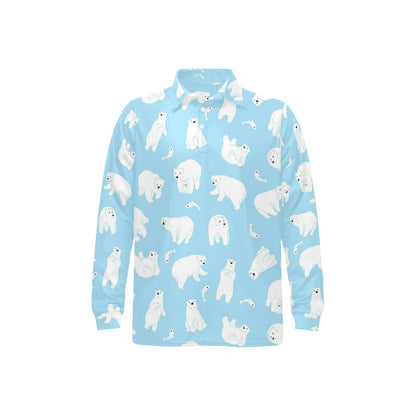 Polar Bear Pattern Print Design PB01 Long Sleeve Polo Shirt For Men's
