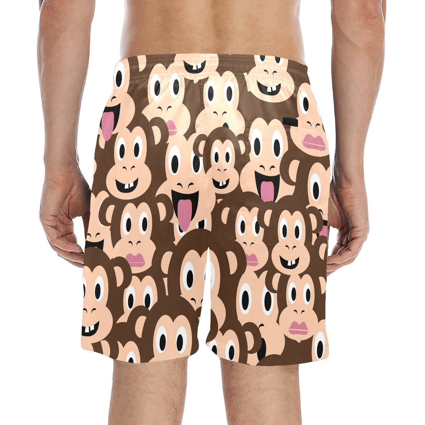 Emoji Monkey Print Pattern Men's Swim Trunks Beach Shorts