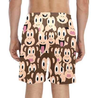 Emoji Monkey Print Pattern Men's Swim Trunks Beach Shorts