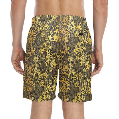 Seaweed Print Design LKS303 Men's Swim Trunks Beach Shorts
