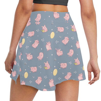 Pig Print Design LKS405 17" Golf & Pickleball Skort with Pockets