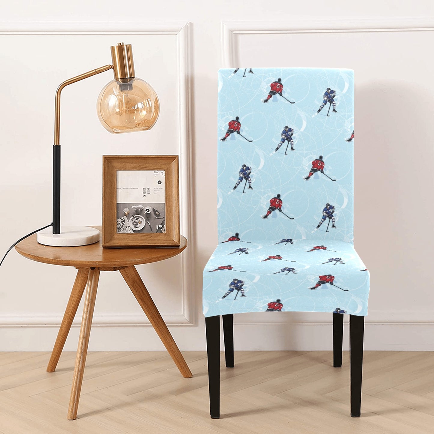 Hockey Player Print Design LKS302 Dining Chair Slipcover