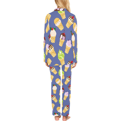 Ice Cream Pattern Print Design IC03 Women's Long Pajama Set