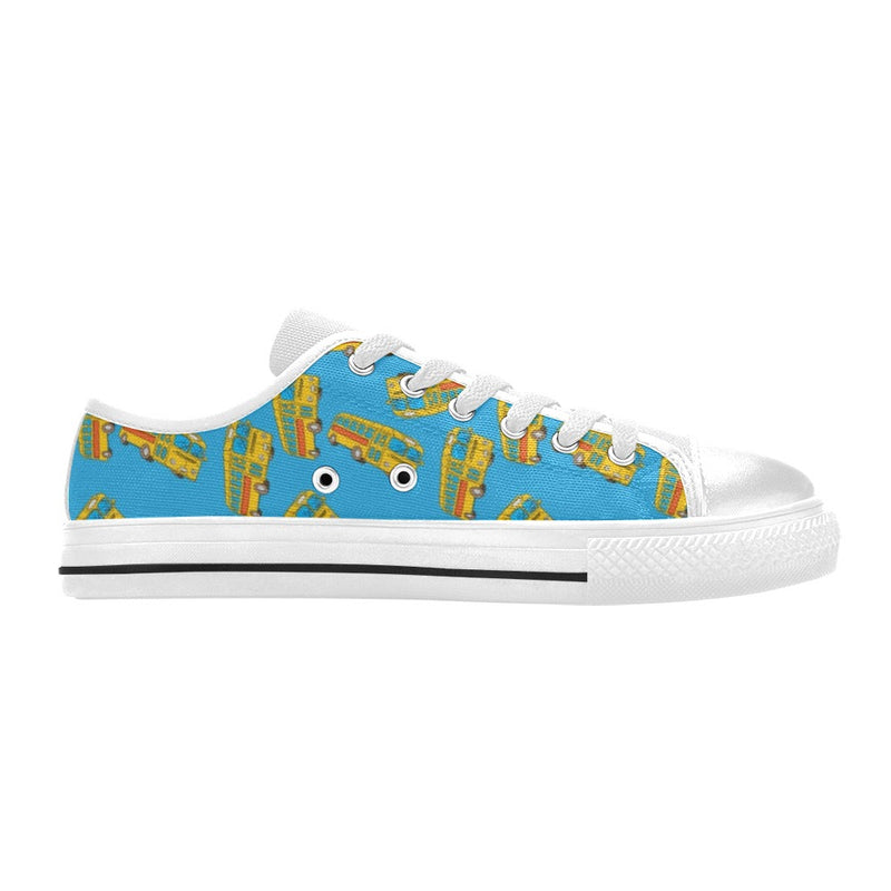 School Bus Print Design LKS302 Women's White Low Top Shoes