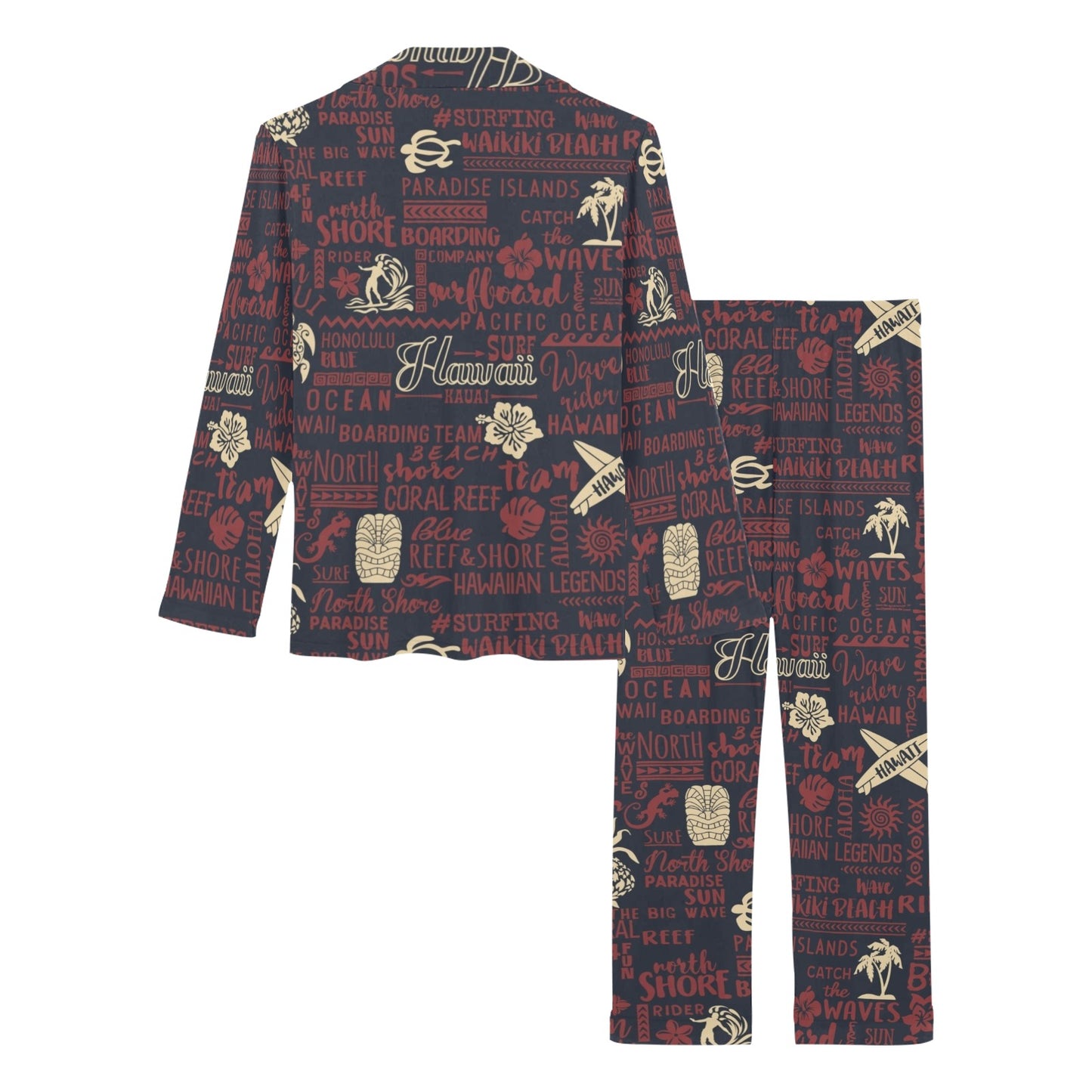 Hawaiian Themed Pattern Print Design H017 Women's Long Pajama Set