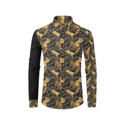 Squirrel Print Design LKS309 Men's Long Sleeve Dress Shirt
