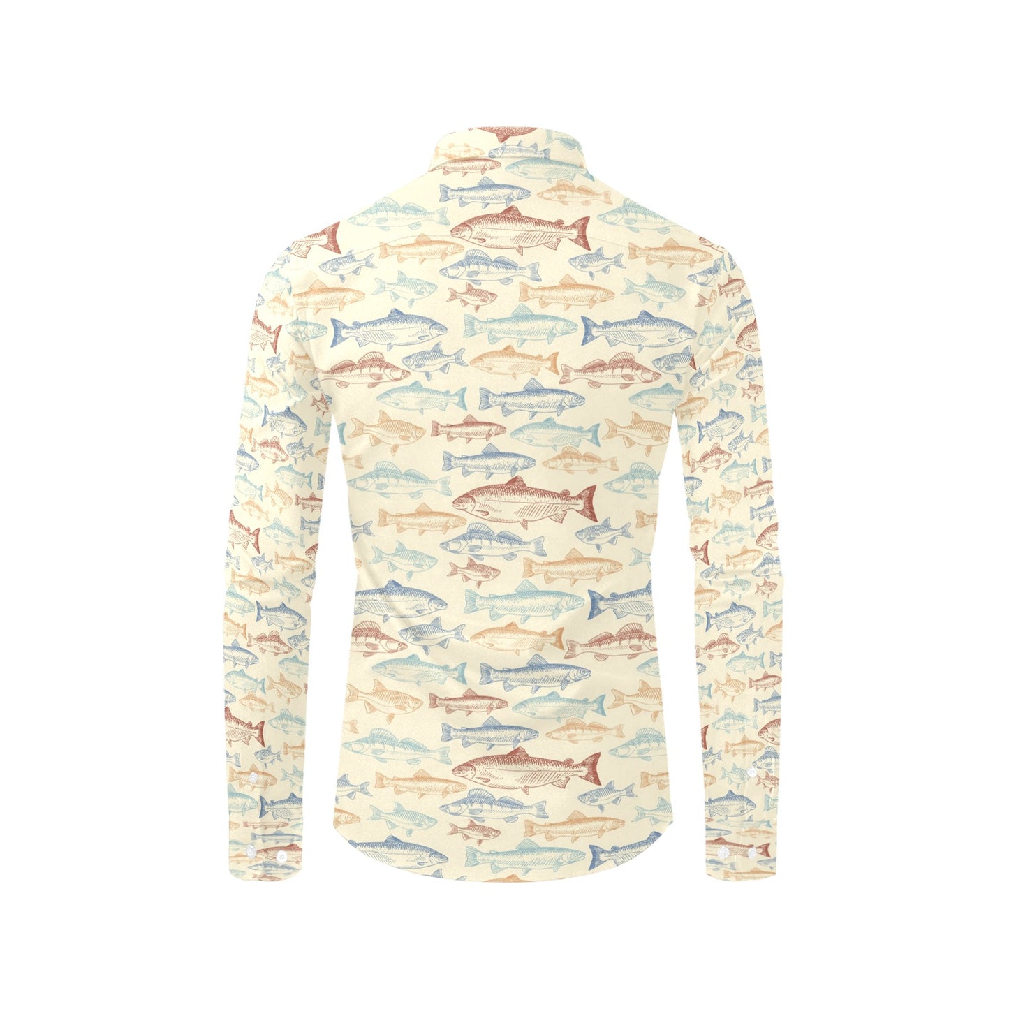 Salmon Fish Print Design LKS302 Men's Long Sleeve Dress Shirt