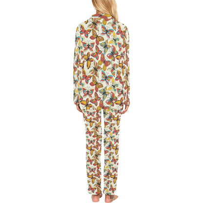 Butterfly Pattern Print Design 02 Women's Long Pajama Set