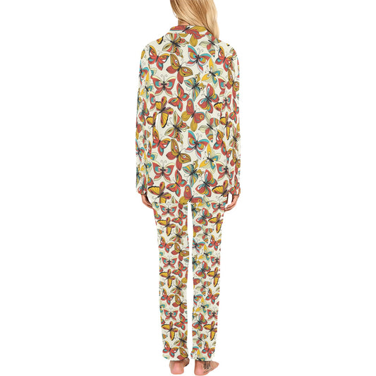 Butterfly Pattern Print Design 02 Women's Long Pajama Set