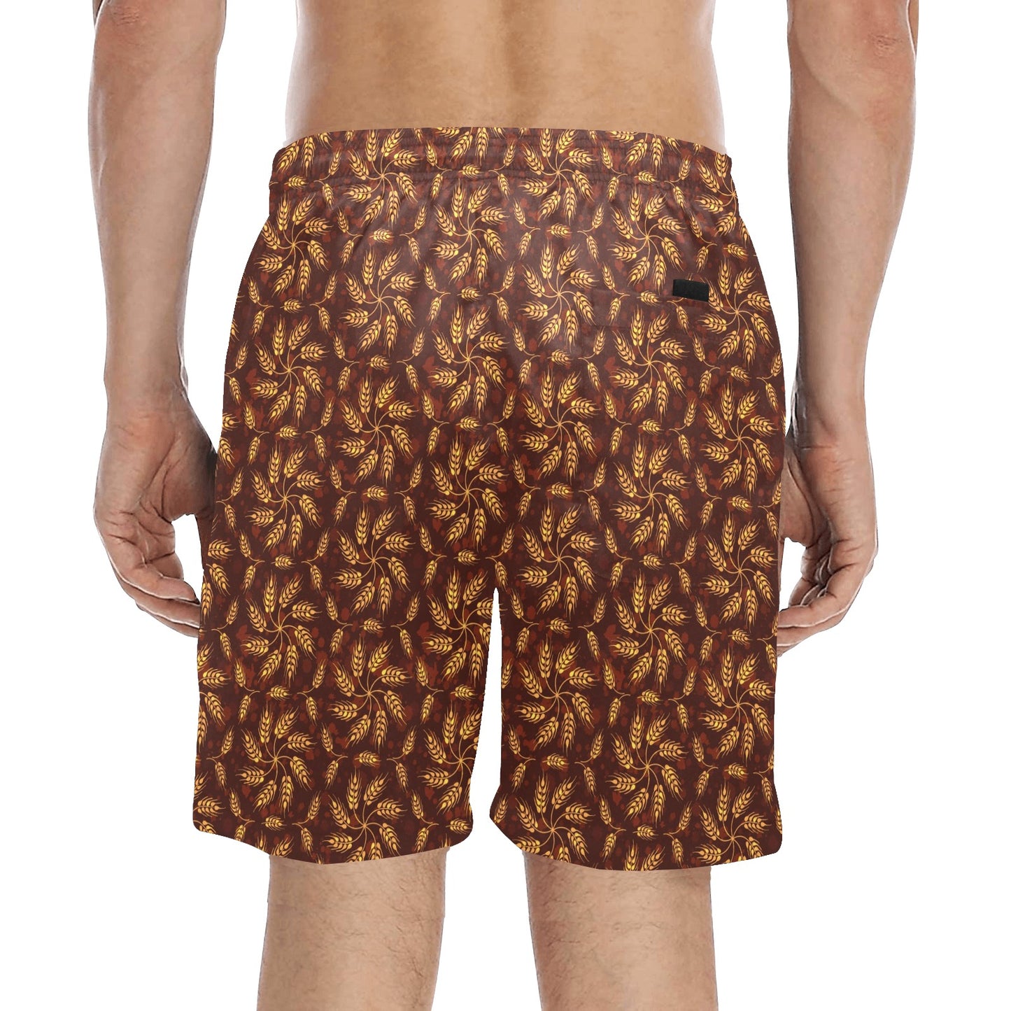 Agricultural Brown Wheat Print Pattern Men's Swim Trunks Beach Shorts