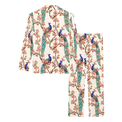 Cherry Blossom Peacock Women's Long Pajama Set