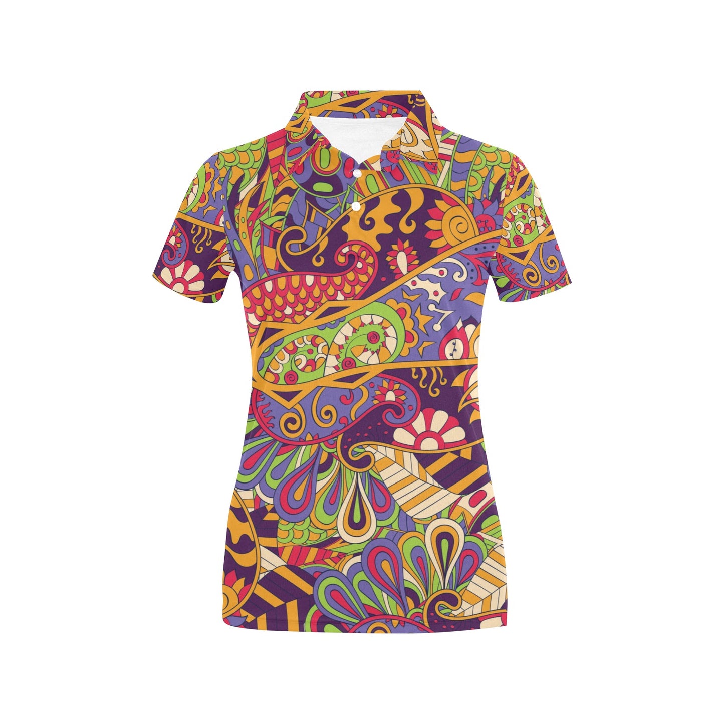Funky Retro Pattern Print Design A04 Women's Polo Shirt
