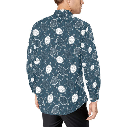 Sea Turtle Print Design LKS3015 Men's Long Sleeve Dress Shirt