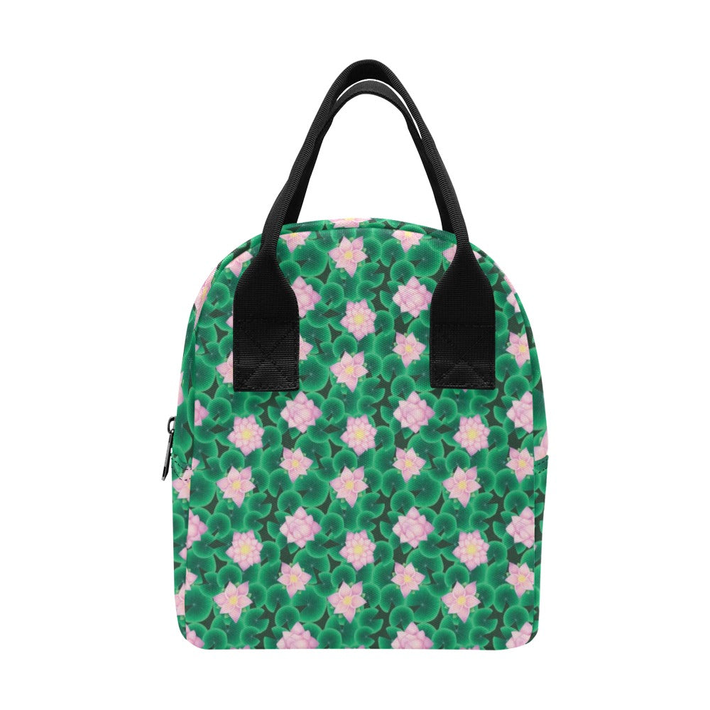 Water Lily Print Design LKS303 Insulated Lunch Bag