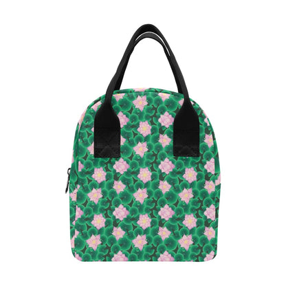 Water Lily Print Design LKS303 Insulated Lunch Bag