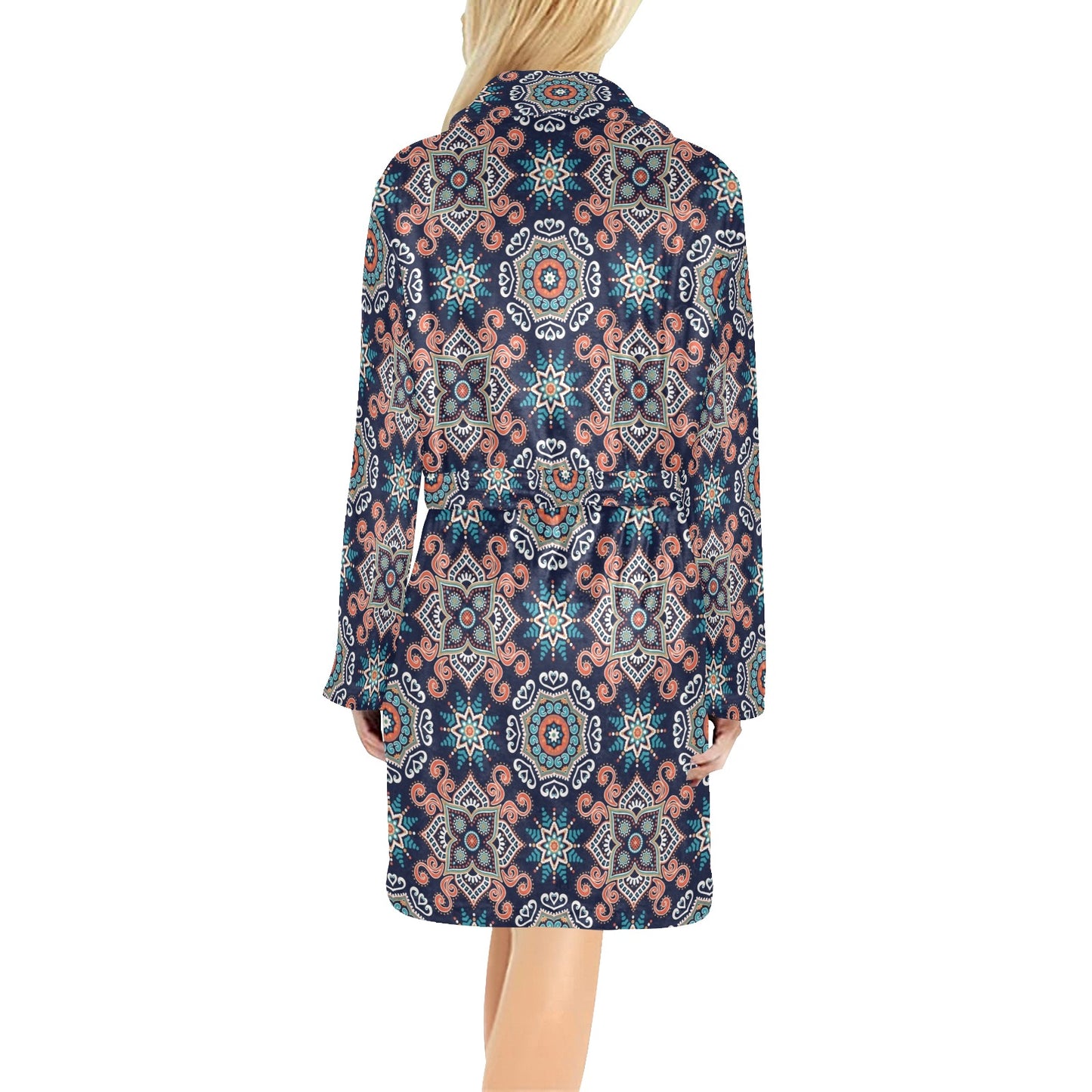 Bohemian Pattern Print Design 02 Women's Fleece Robe