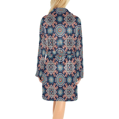 Bohemian Pattern Print Design 02 Women's Fleece Robe