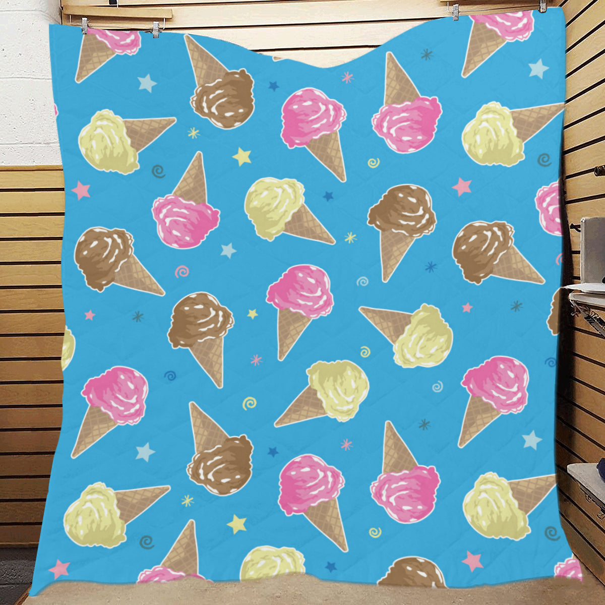 Ice Cream Pattern Print Design 01 Premium Quilt