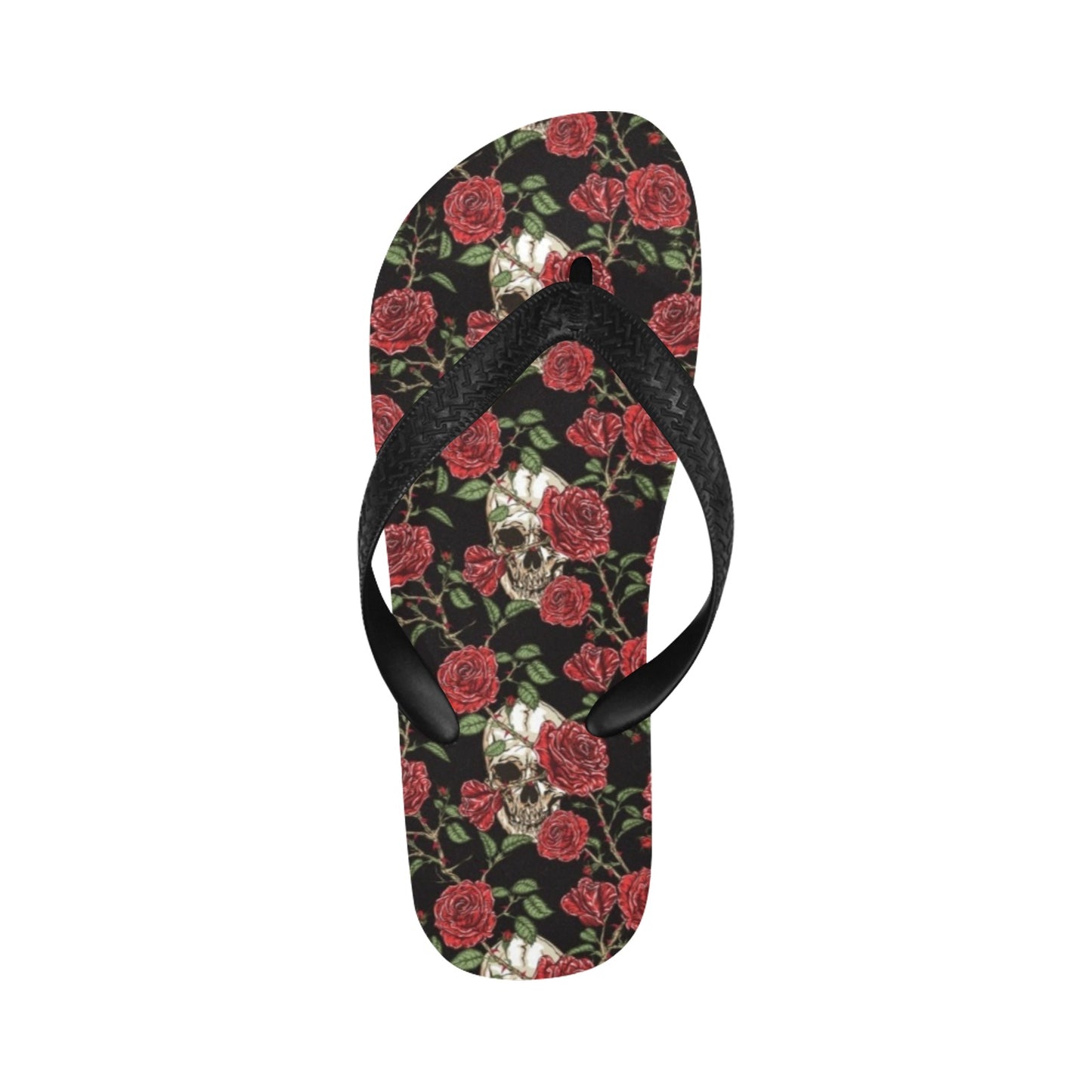 Skull And Roses Print Design LKS303 Flip Flops