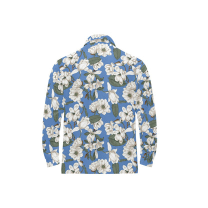 Magnolia Pattern Print Design 01 Long Sleeve Polo Shirt For Men's