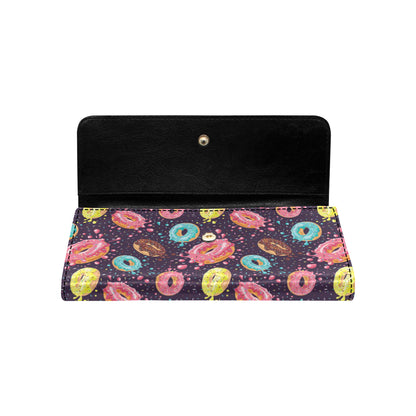 Donut Pattern Print Design DN03 Women's Trifold Wallet