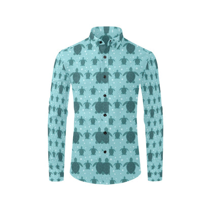 Sea Turtle Print Design LKS305 Men's Long Sleeve Dress Shirt