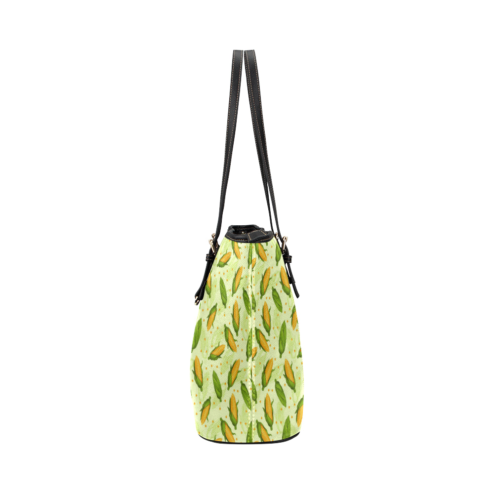 Agricultural Fresh Corn cob Print Pattern Leather Tote Bag