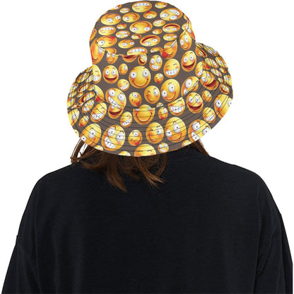 Smiley Face Emoji Print Design LKS303 Unisex Bucket Hat