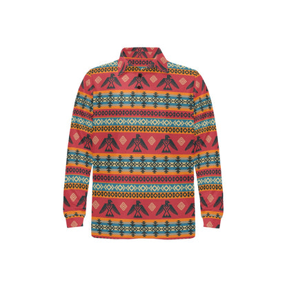 Eagles Native American Design Long Sleeve Polo Shirt For Men's