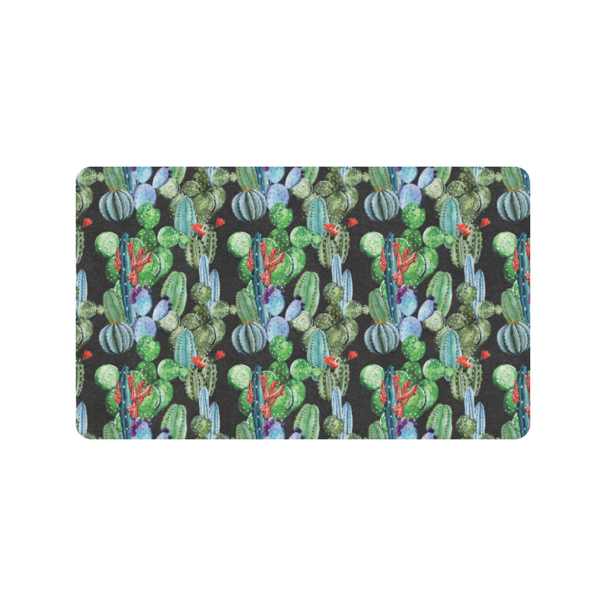 Cactus Watercolor Style Print Rubber Doormat