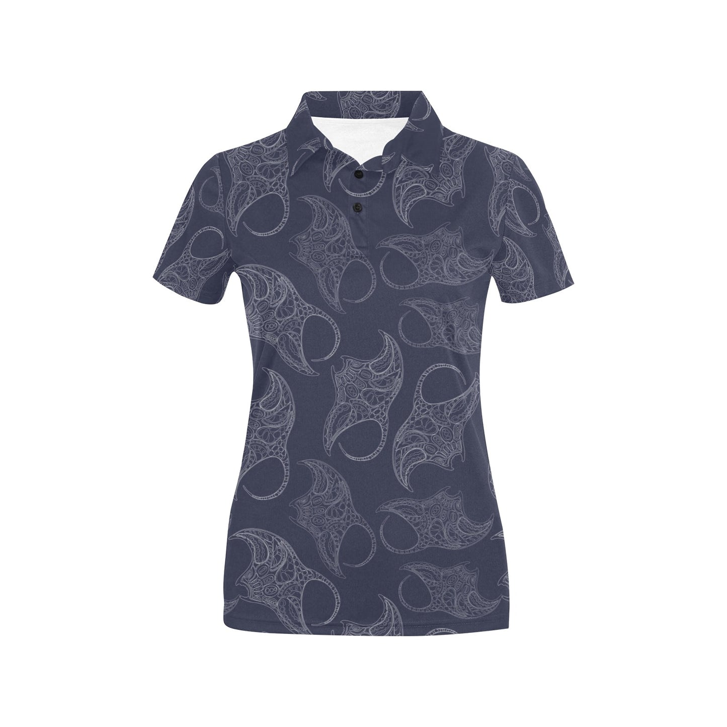 Manta Ray Pattern Print Design 01 Women's Polo Shirt