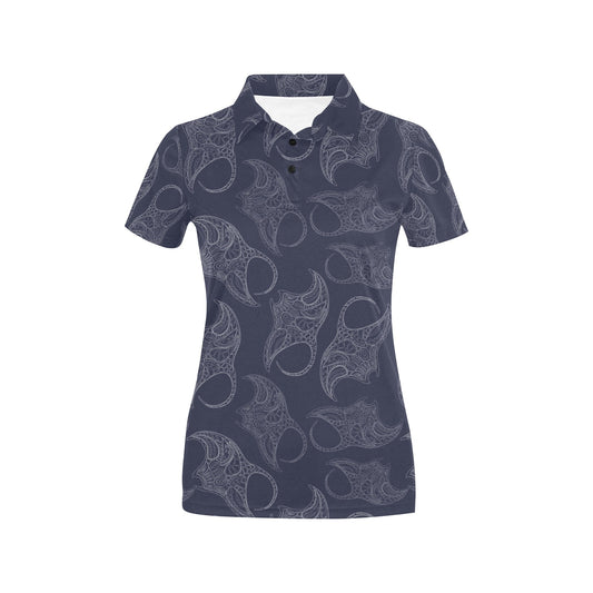Manta Ray Pattern Print Design 01 Women's Polo Shirt