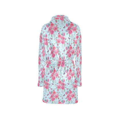 Camellia Pattern Print Design 01 Women's Fleece Robe