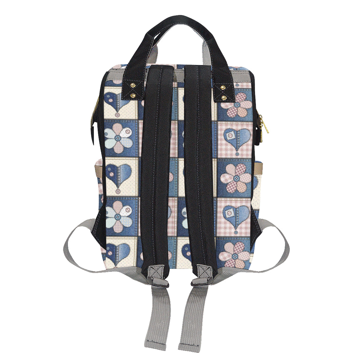 Patchwork Heart Flower Pattern Print Design 01 Diaper Bag Backpack