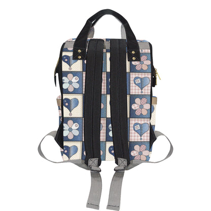 Patchwork Heart Flower Pattern Print Design 01 Diaper Bag Backpack