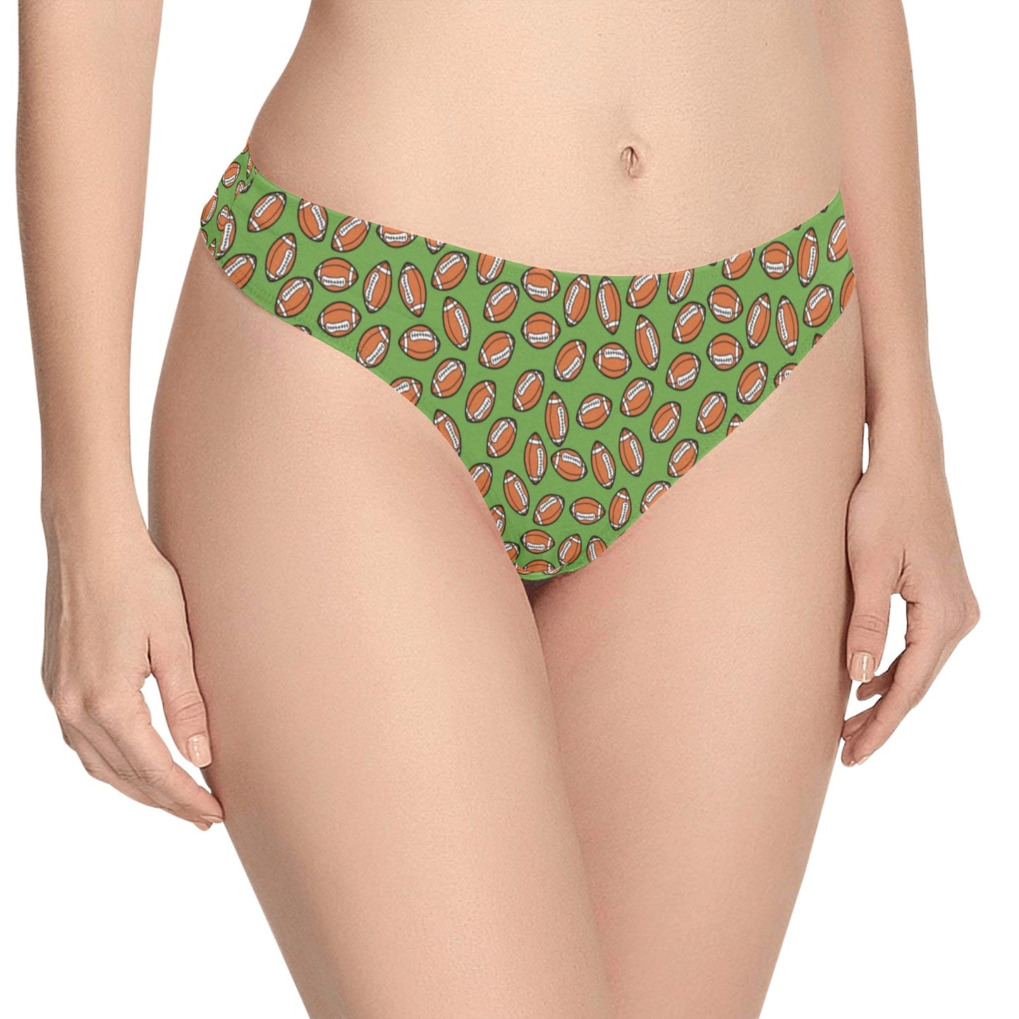 American Football on Green Design Women's Thongs