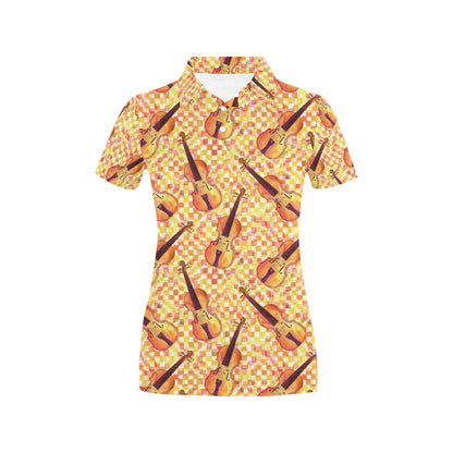 Violin Pattern Print Design 03 Women's Polo Shirt