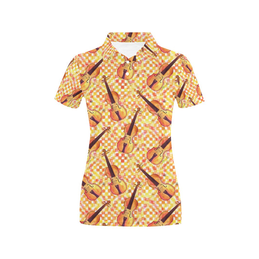 Violin Pattern Print Design 03 Women's Polo Shirt
