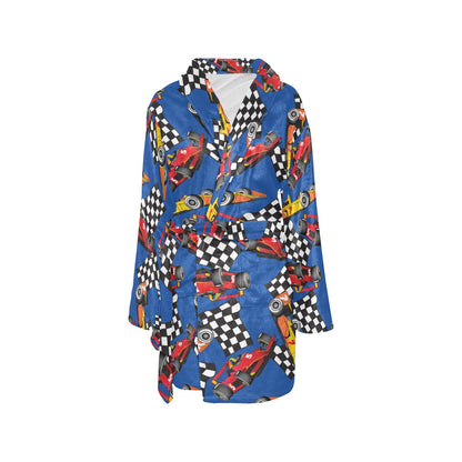 Racing Pattern Print Design A01 Women's Fleece Robe