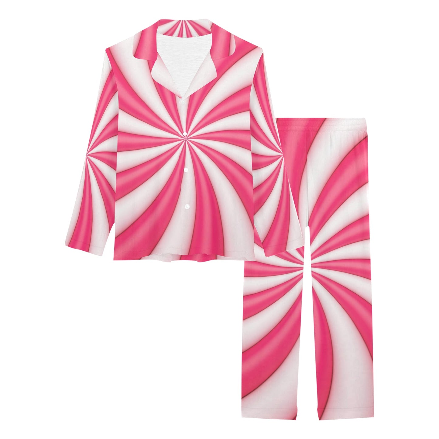 Vortex Twist Swirl Candy Print Women's Long Pajama Set