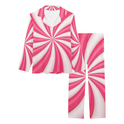 Vortex Twist Swirl Candy Print Women's Long Pajama Set