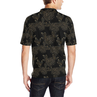 Dahlia Pattern Print Design DH04 Men Polo Shirt