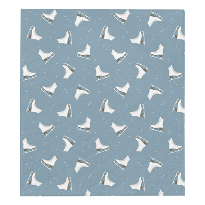 Ice Skate Pattern Print Design 02 Premium Quilt
