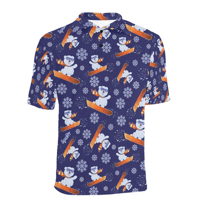 Snowboard Bear Print Design LKS305 Men Polo Shirt