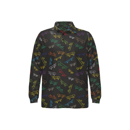 Skateboard Print Design LKS301 Long Sleeve Polo Shirt For Men's